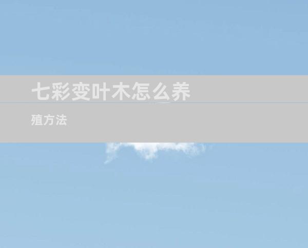 七彩变叶木怎么养殖方法
