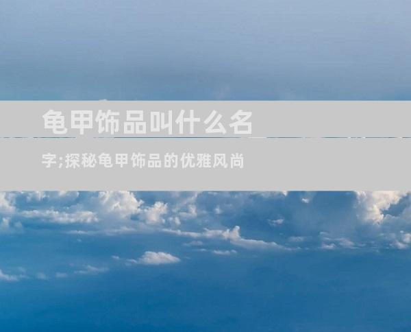 龟甲饰品叫什么名字;探秘龟甲饰品的优雅风尚